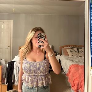 Purple floral top with adjustable straps